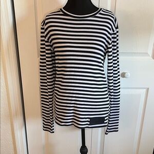 Killstar Black & White Striped Long-Sleeve Women's Top